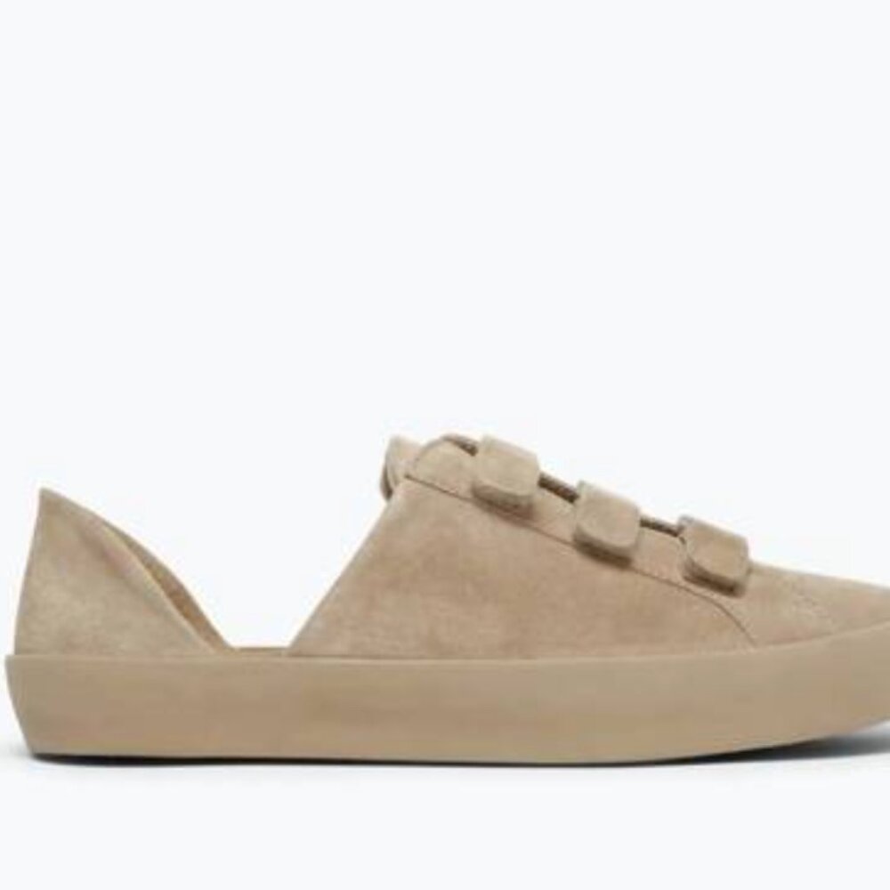 Freda Salvador Beige Suede Velcro Strap Sneakers